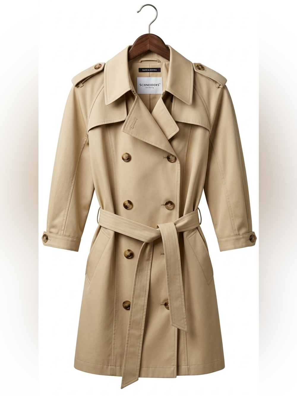 Schneiders Salzburg Beretta Trench Coat Beige Double Breasted Belted Small